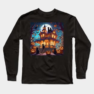Cats Haunted House Long Sleeve T-Shirt